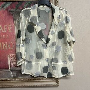 Babette …Art to Wear…Sheer Polka Dot Blazer - Cream and Gray
